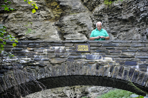 Lee Duquette on the scenic stone bridge